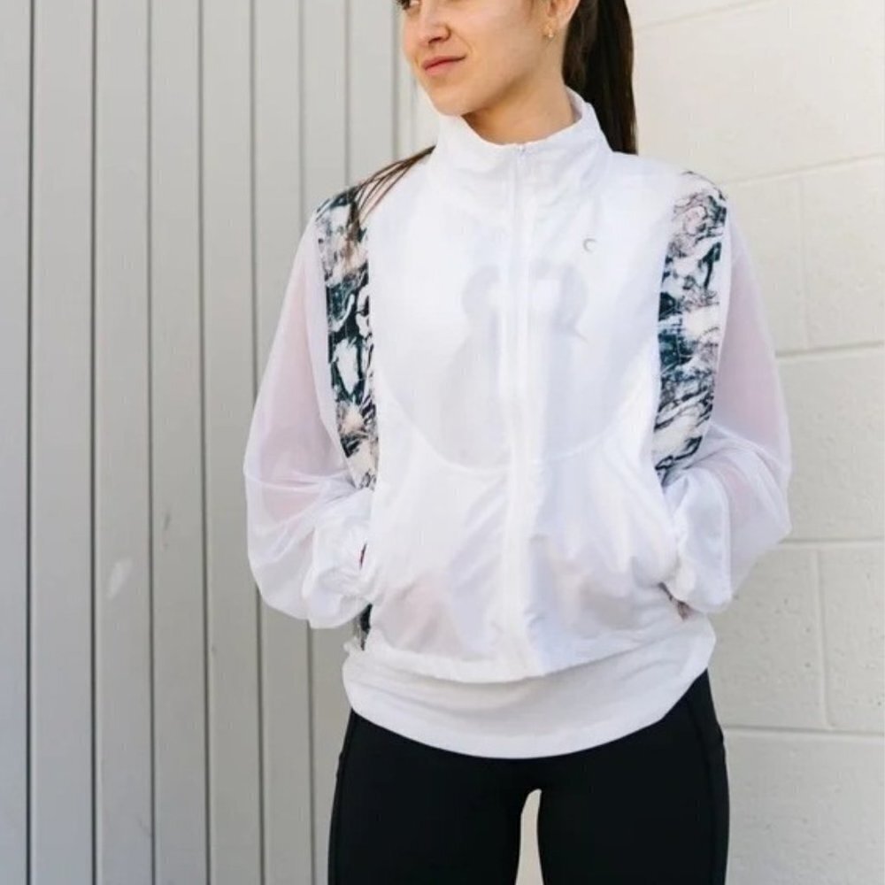 Zyia Women's White Marble Mesh Jacket And Shoulder Bag